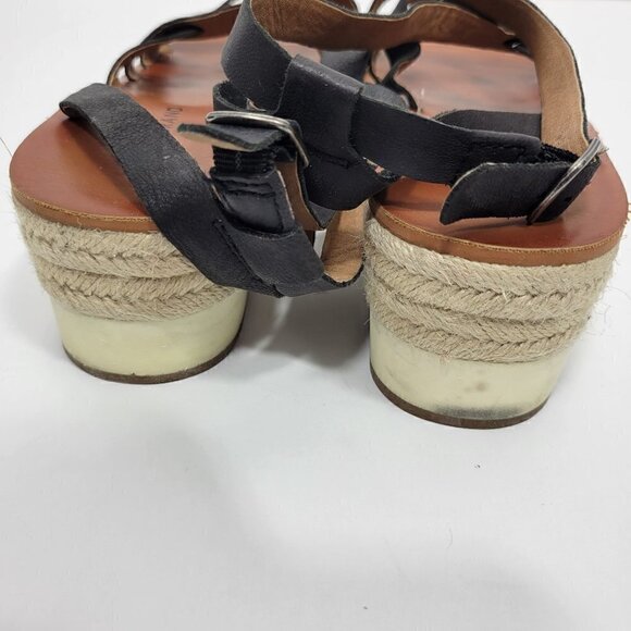 Lucky Brand Women's Jenepper Platform Wedge Sandals Black Leather Size 9 - Picture 6 of 11